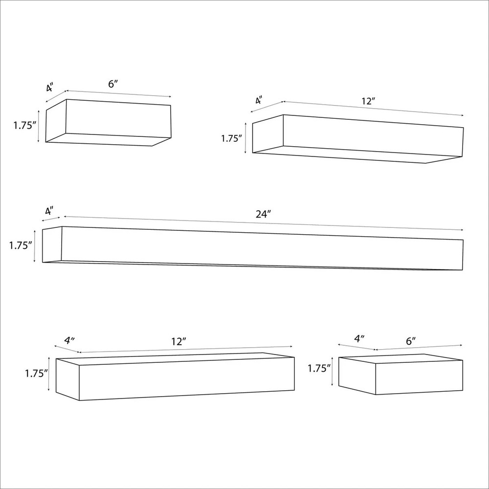 Threshold Contemporary Wood Shelve(5PC) Wall Mounted Shelf Storage Display Black - Picture 8 of 8